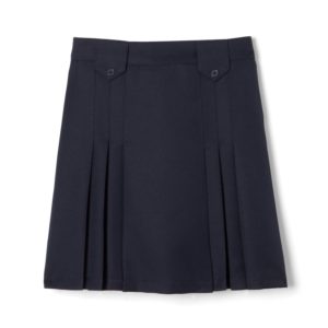 AK11G –  Girls Front Pleated Tab Skirt – Adjustable Waist – Navy and Khaki