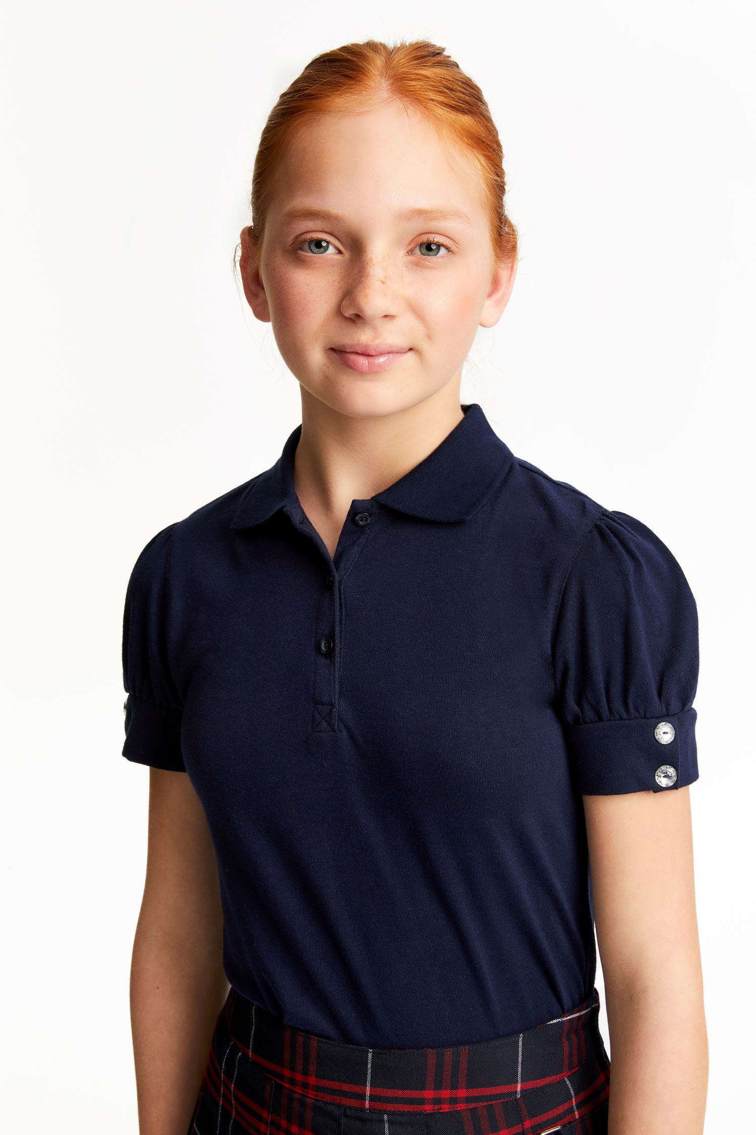 AK32GR – Toddler Girls Short Sleeve Polo with Rhinestone Button and ...