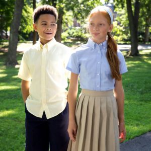 SV00G – All Around Pleated Skirt for Girls – Adjustable Waist – Navy and Khaki